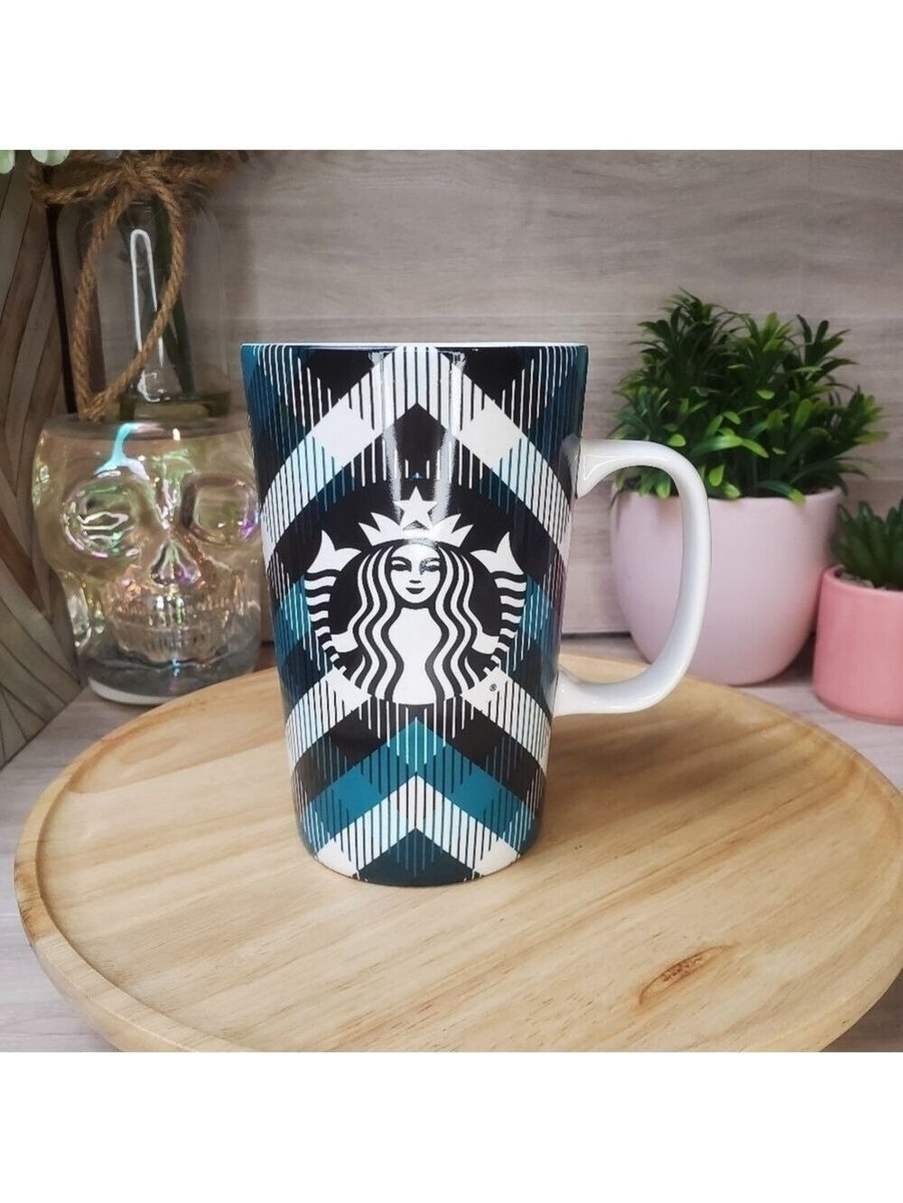 Starbucks 2015 Holiday Plaid Flannel Ceramic Mug 16oz